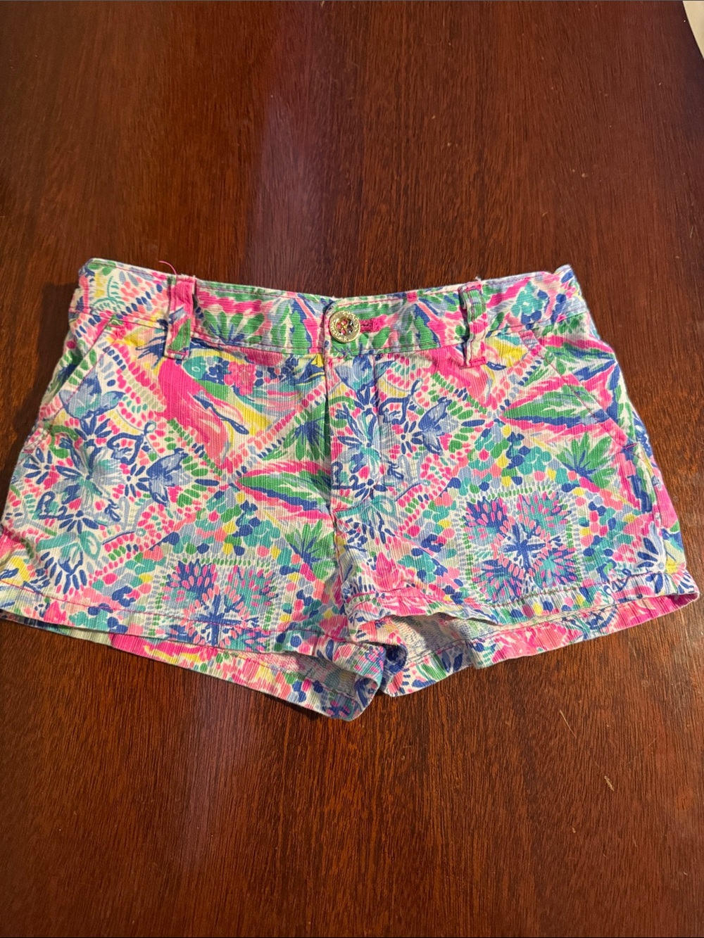 Lilly Pulitzer Girls Callahan Multicolor Floral-Print Cotton Shorts